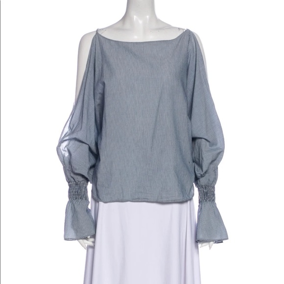 Nili Lotan Cold Shoulder Devon Blouse, Striped - Picture 4 of 8